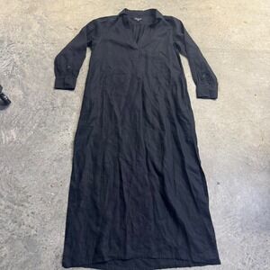 J. Crew Women's Black Maxi Linen Dress Sz M Lagenlook Minimalist Preppy